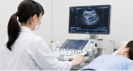 健診センター・クリニック勤務の臨床検査技師によるエコー検査業務イメージ