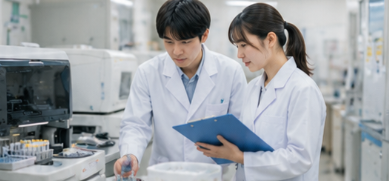 検査室で業務を覚える新卒臨床検査技師
