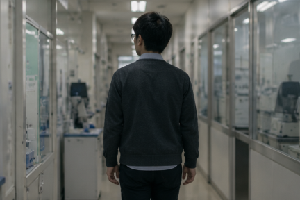 仕事終わりに帰宅する臨床検査技師