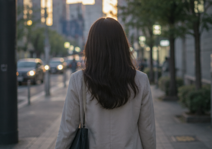 仕事終わりに帰宅する臨床検査技師