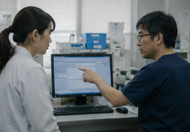 少人数の検査室で連携する臨床検査技師