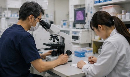 顕微鏡業務を行う臨床検査技師