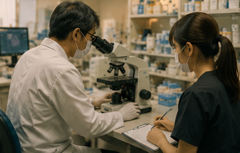 顕微鏡業務を見ながら覚える臨床検査技師
