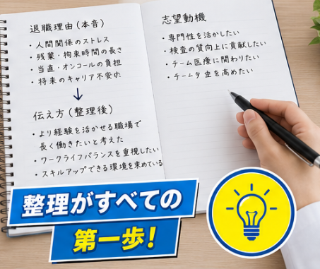 転職理由や働き方を整理している臨床検査技師